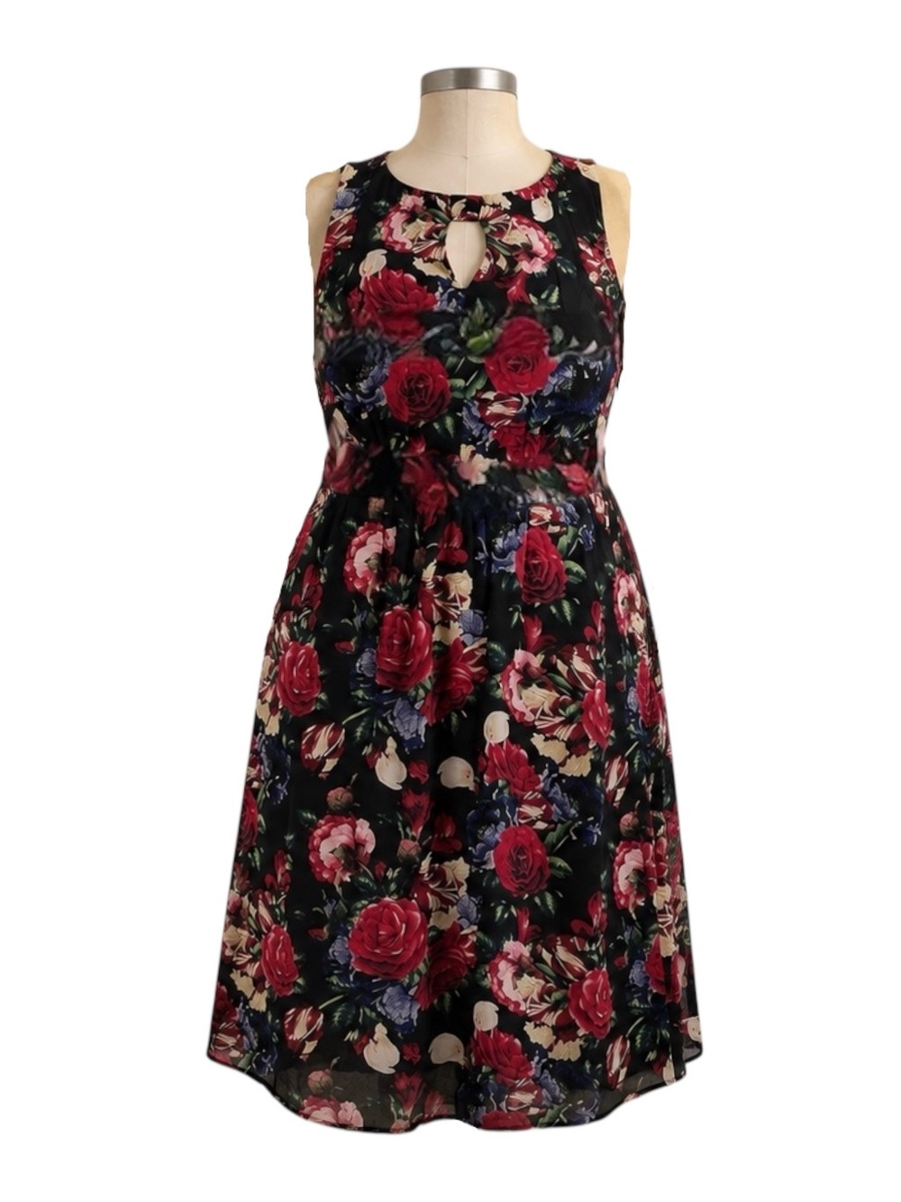 ModCloth Flaunts & Needs Floral Fit & Flare Midi Dress 3X Pockets Keyhole